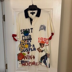 Akoo Men's Polo Shirt - Cream, Red, and Blue